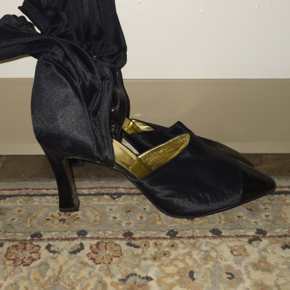 Valentino Black Heels with Ankle Strap and Suede Finish